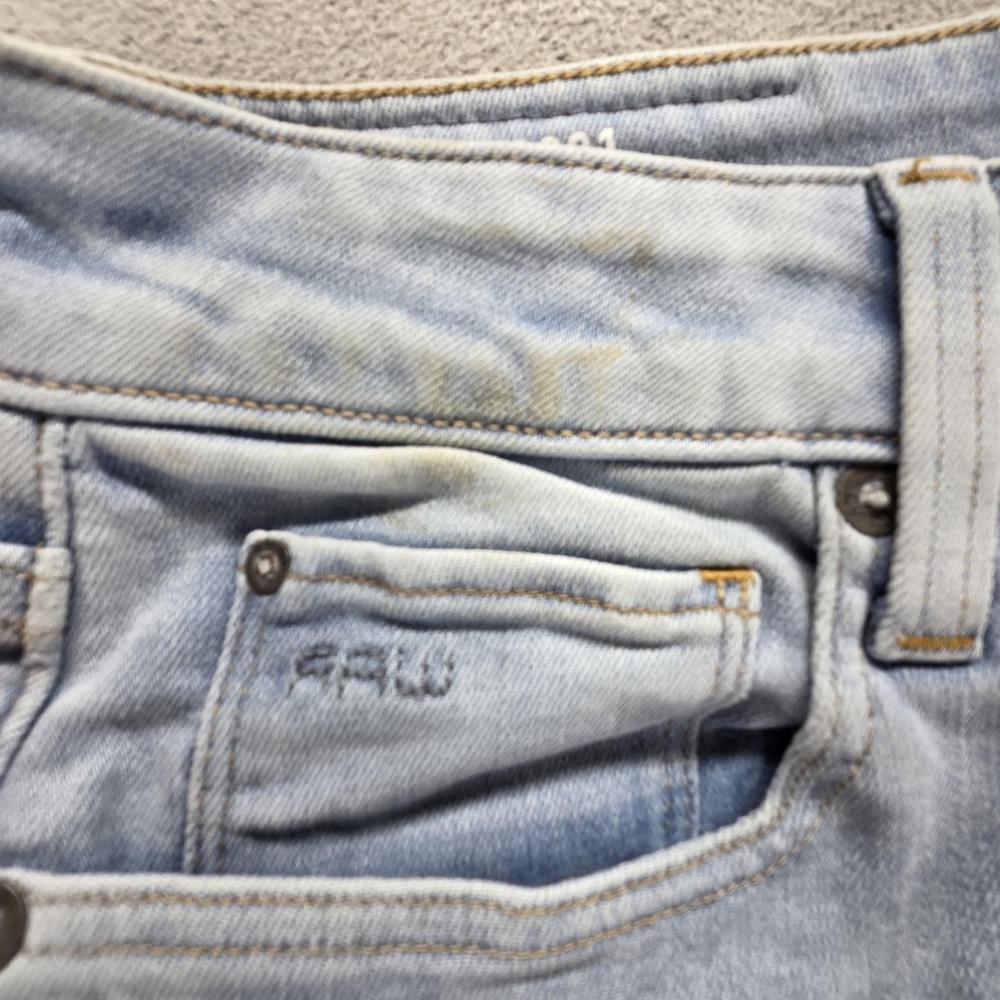 G-Star RAW Jeans Mens 31x32 Blue 3301 Slim Light Wash Button‎ Fly Denim - Picture 12 of 16